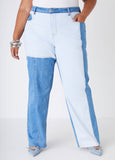 Two Tone Straight Leg Jeans