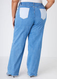 Two Tone Straight Leg Jeans