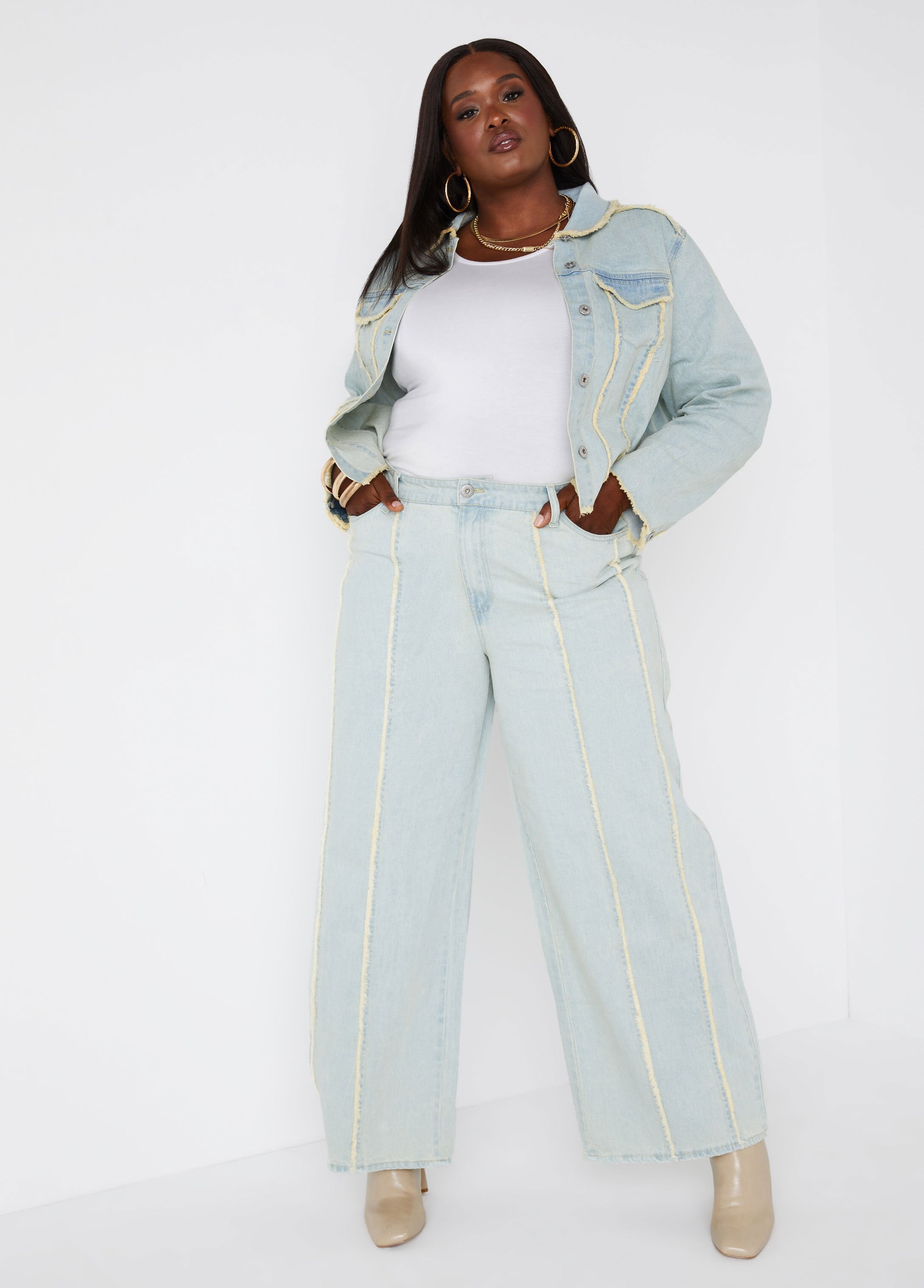 Plus Size Wide Leg Jeans Plus Size Denim Wide Leg Matching Set