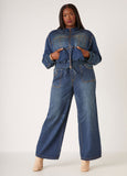 Plus Size Wide Jeans High Rise Denim Straight Leg Jeans