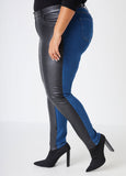 Faux Leather Paneled Skinny Jeans