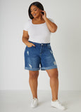 High Waist Distressed Denim Shorts