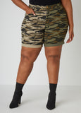 Plus Size High Rise Shorts Plus Size Camo Denim Shorts