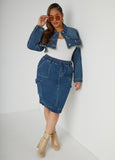 Plus Size Denim Skirt Plus Size Jean Bubble Skirt Matching Set