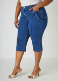 Plus Size Stretch Denim Capris Plus Size Jean Shorts Matching Set