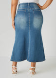 Split Front Denim Maxi Skirt