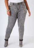 Plus Size pearls high rise skinny jeans denim plus high waist jeans