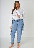 Plus Size Stonewash Denim Jeans Plus Size Cargo Jeans