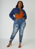 Plus Size Mid Rise Skinny Jeans Plus Size Stitched Denim Jeans