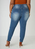 Plus Size Mid Rise Skinny Jeans Plus Size Stitched Denim Jeans