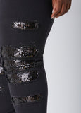 High Rise Sequined Skinny Jeans