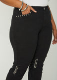 Studded Mid Rise Skinny Jeans