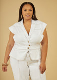 Plus Size Denim Peplum Vest Plus Size Jean Vest Two Piece Set