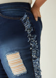 Fringed High Rise Skinny Jeans