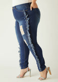 Fringed High Rise Skinny Jeans