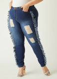 Fringed High Rise Skinny Jeans