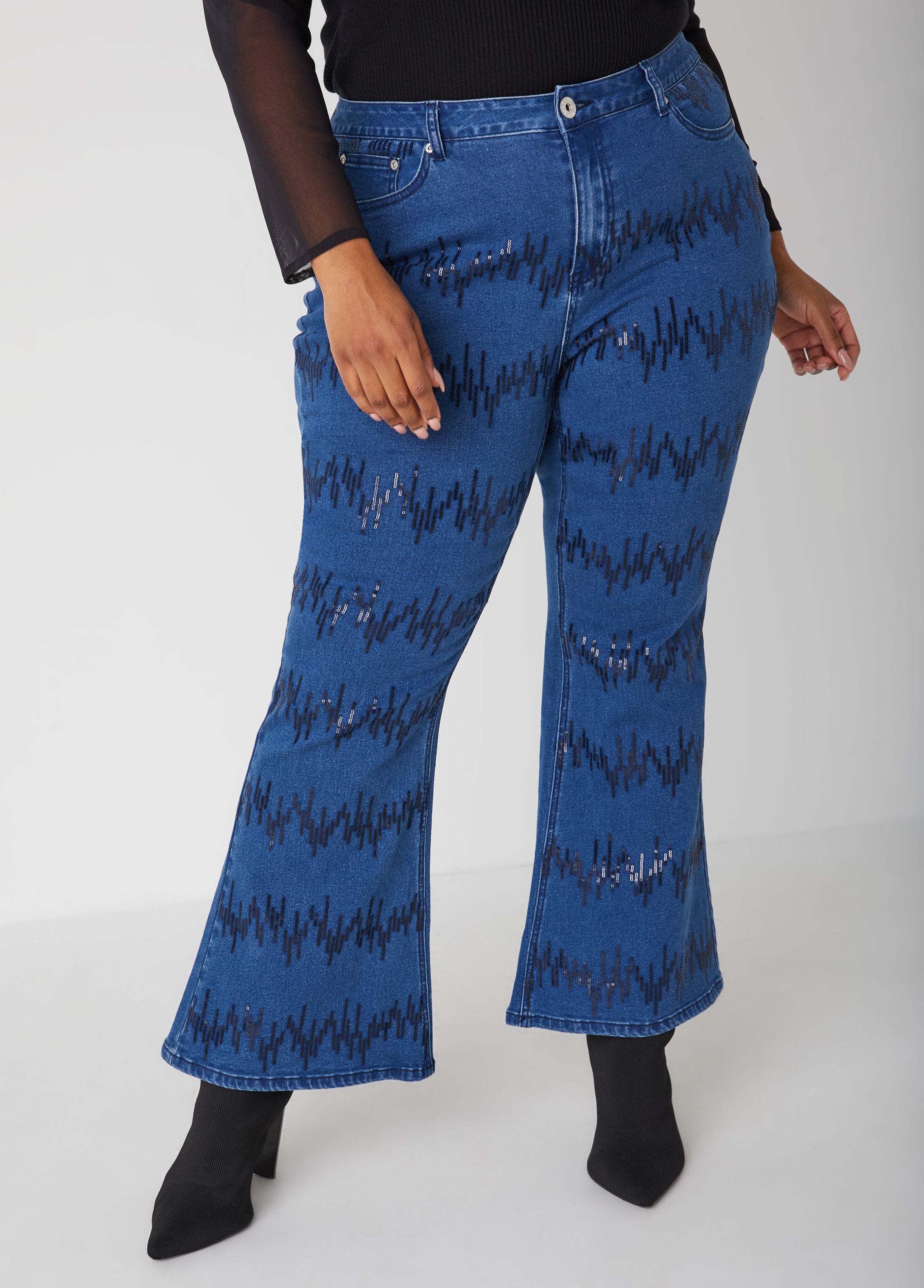 Plus Size Mid Rise Flared Jeans Plus Size Denim Bootcut Jean