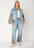 Plus Size Flared Jeans Mid Rise Embroidered Jeans Set