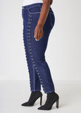 Lace Up Mid Rise Skinny Jeans