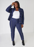 Plus Size Mid Rise Skinny Jeans Plus Size Lace Up Jeans Set