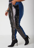 Sequined Mid Rise Skinny Jeans