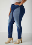 Mid Rise Colorblock Skinny Jeans