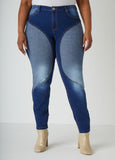 Mid Rise Colorblock Skinny Jeans