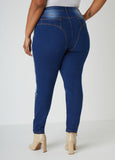 Mid Rise Colorblock Skinny Jeans