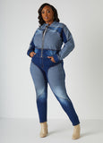 Plus Size Colorblock Denim Jeans Plus Size Mid Rise Skinny Jeans