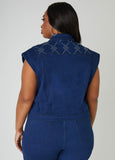 Plus Size rhinestone crystal denim vest jean vest matching set