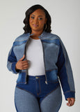 Plus Size Colorblock Denim Jacket Plus Size Jean Jacket Two Piece Set