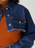 Cropped Frayed Denim Jacket