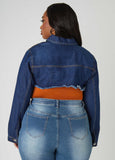 Cropped Frayed Denim Jacket