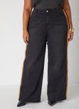 Faux Sherpa Trimmed Wide Leg Jeans