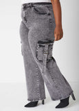 High Rise Buckled Cargo Jeans