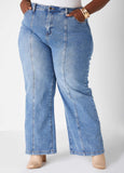 Seam Detailed Wide Leg Jeans