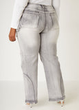 Faded Patchwork Wide Leg Jeans