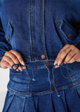 Cropped Drawstring Denim Jacket