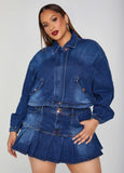 Plus Size cropped boxy denim jacket plus size jean jacket set