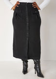 Plus Size cargo maxi denim skirts sexy button plus size jean skirt