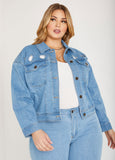 Plus Size Crystal Cutout Denim Jacket Plus Size Jean Jacket Set