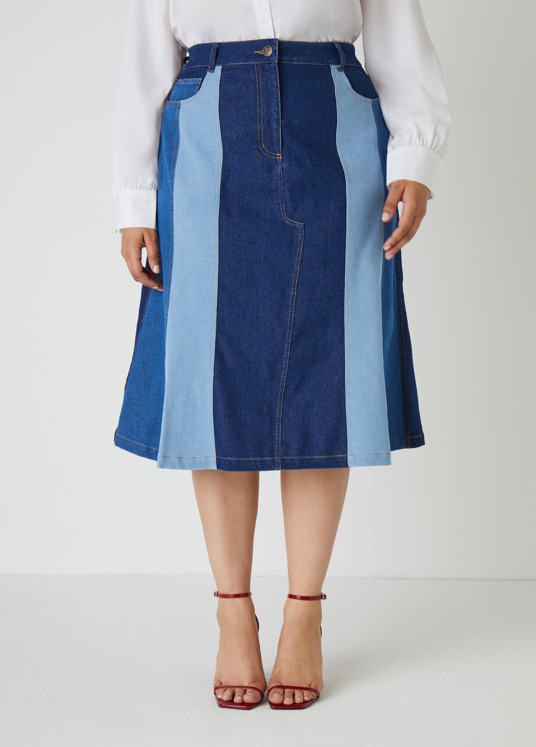 Plus Size midi stretch denim skirts sexy plus size jean skirt