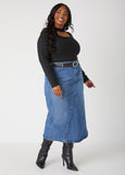 Seam Detailed Denim Midaxi Skirt