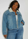 Plus Size Shearling Jacket Denim Jacket Plus Size Jean Jacket