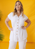 Plus Size textured cargo shirt plus size shirt plus size set