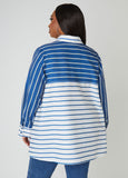 Plus Size striped poplin shirt plus size shirt plus size collared shirt