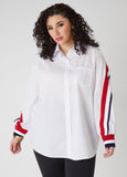 Plus Size striped shirt plus size poplin shirt plus size collared shirt