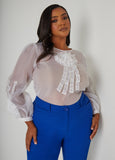 Plus Size Ruffled Rosette Blouse