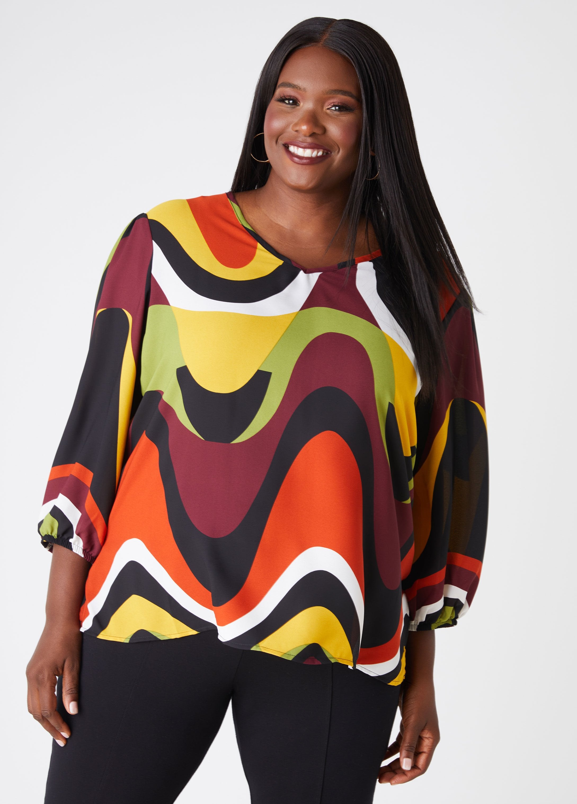 Plus Size wavy crepe blouse plus size shirts plus size tops