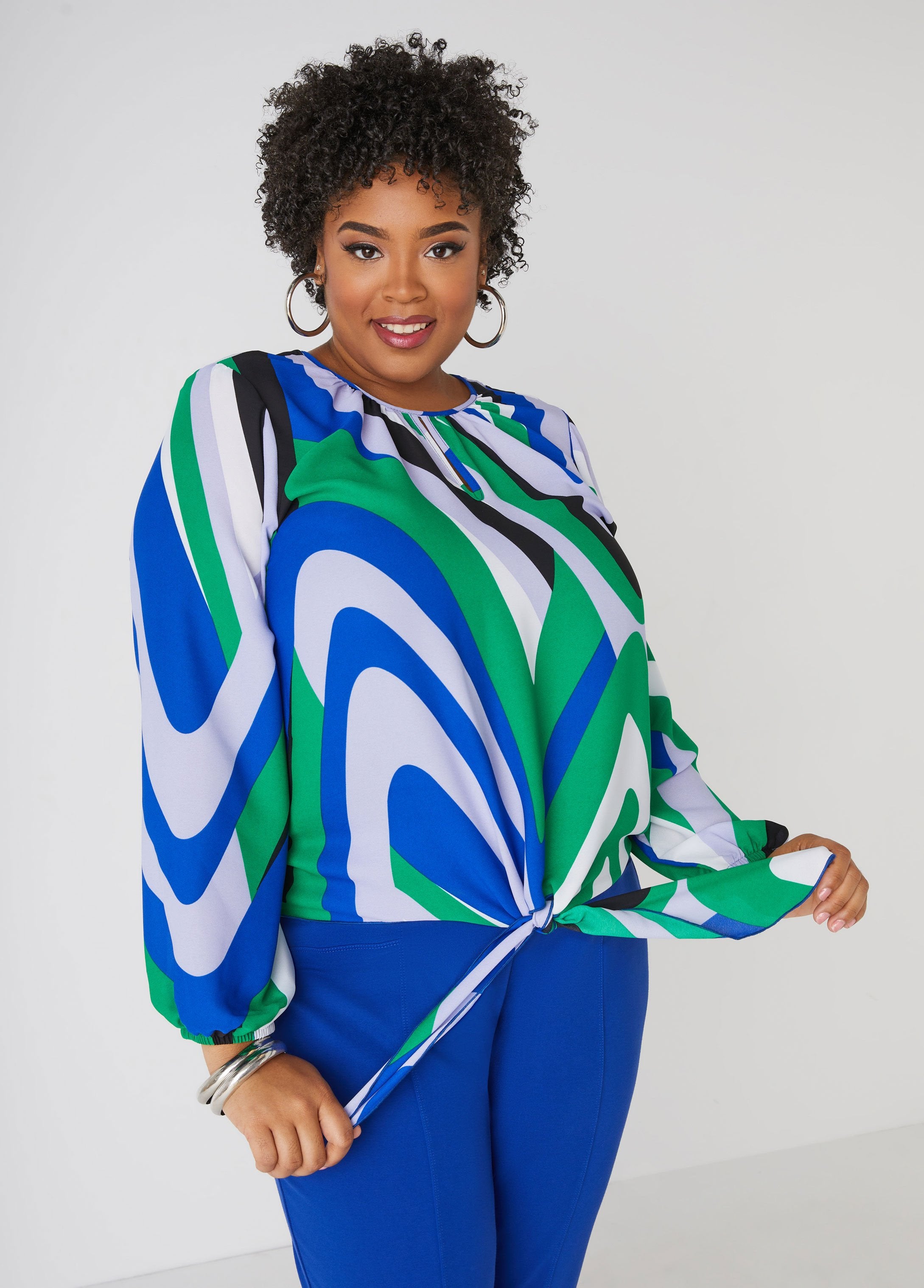 Plus Size Work Top Plus Size Swirl Print Fashion Top